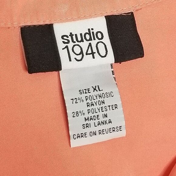 Studio 1940 Sleeveless Button Up Blouse Size XL Coral - Picture 7 of 9